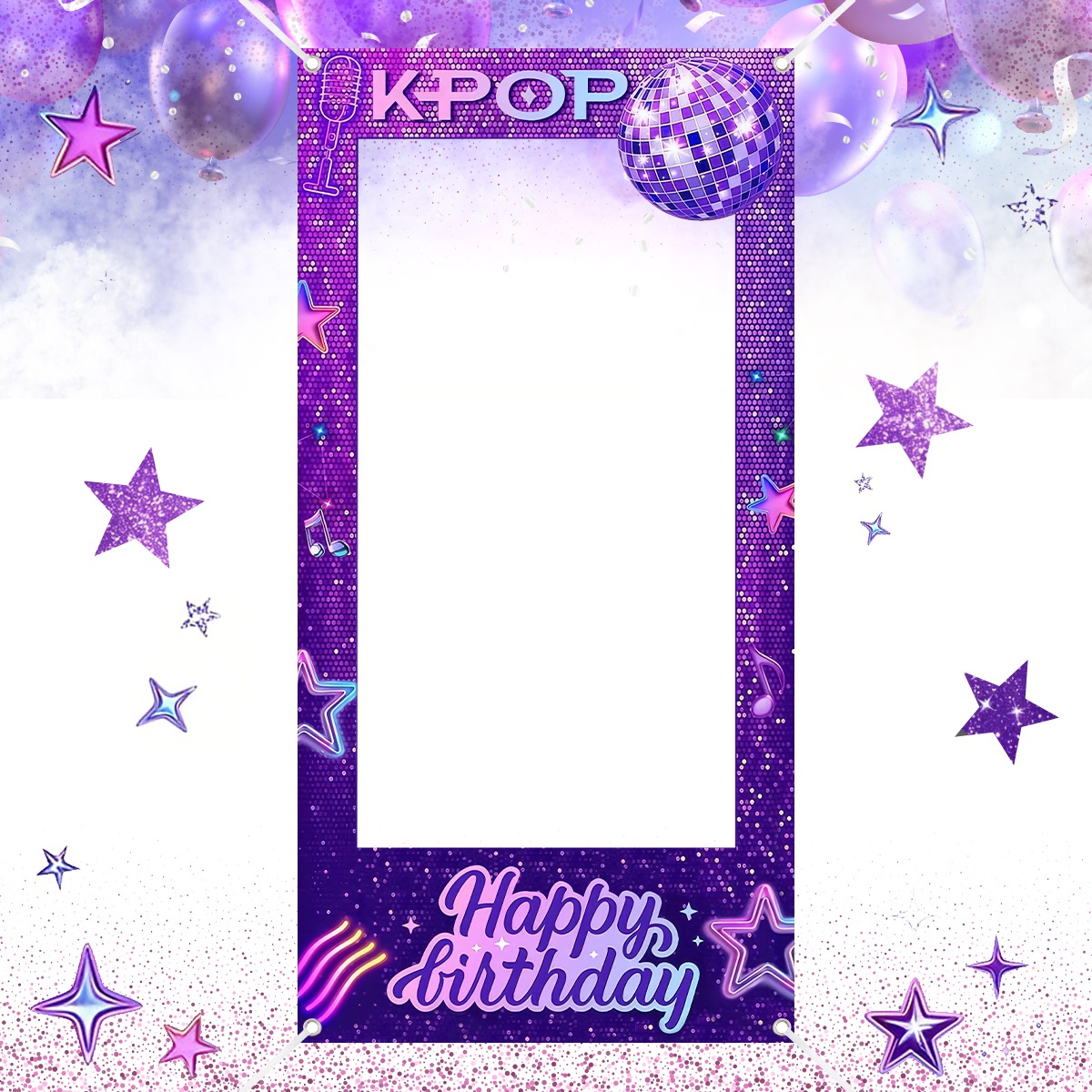 Photo Booth Frame - 1pc Purple K-POP Photo Frame Backdrop