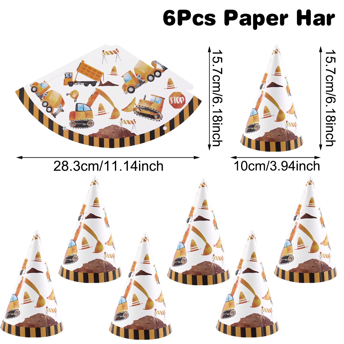 6pcs Construction Truck Birthd - Party Hat Cone recension och pris