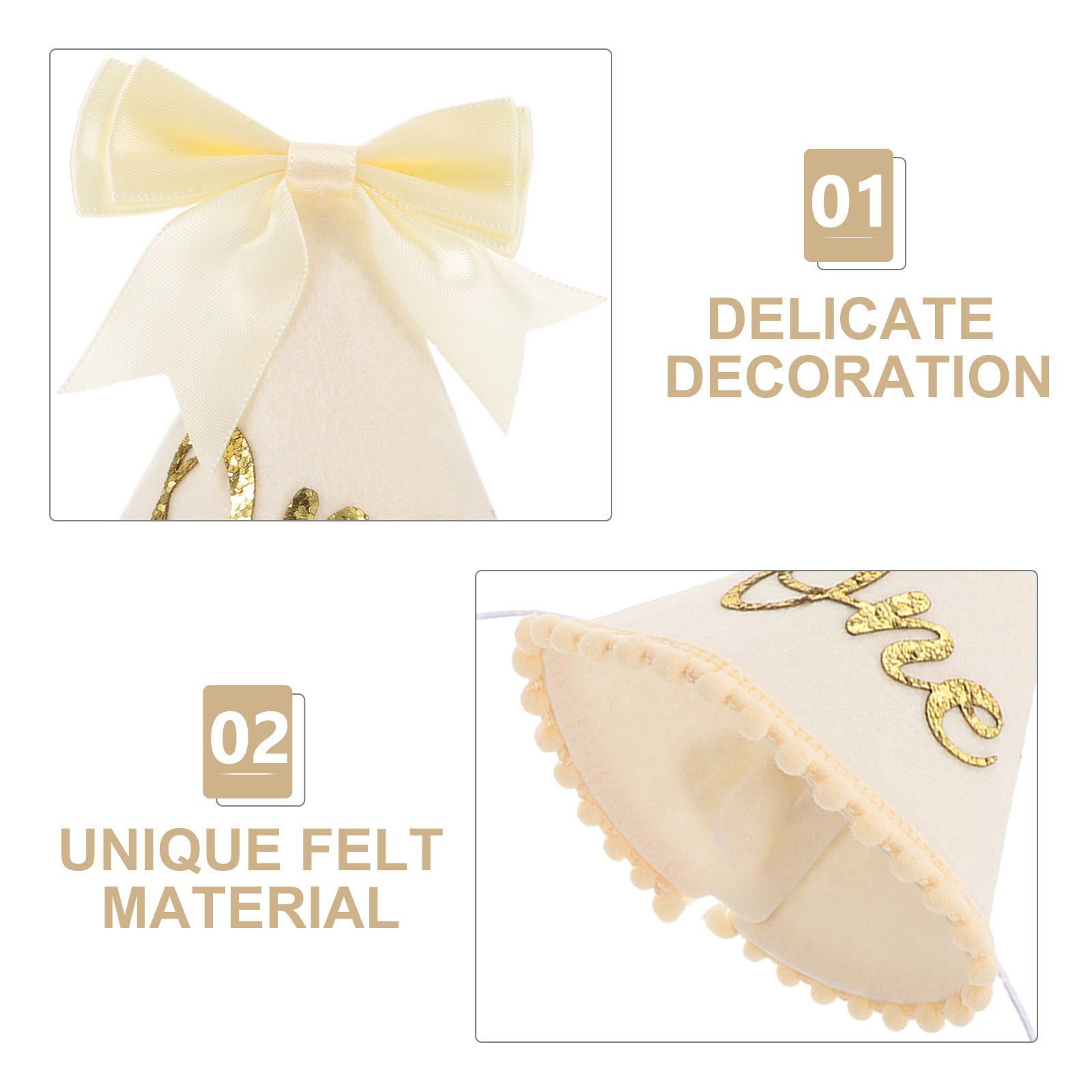 Birthday Hat Felt Bow 1St Birt - Party Hat Cone recension och pris