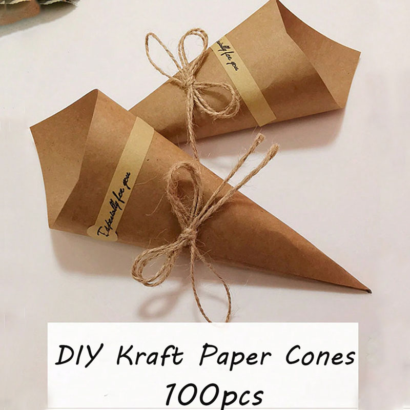 100pcs DIY Natural Kraft Paper - Cotton Candy Cone recension och pris
