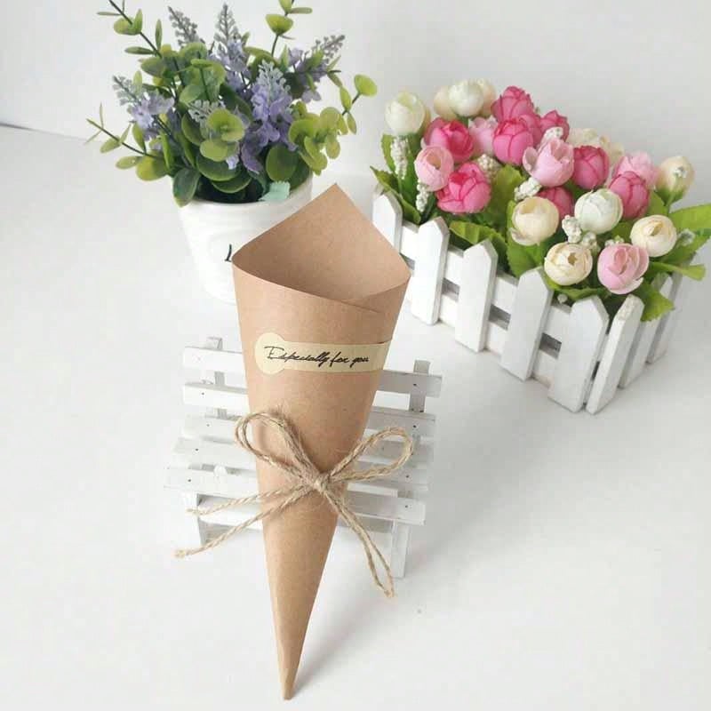 100pcs DIY Natural Kraft Paper - Cotton Candy Cone recension och pris